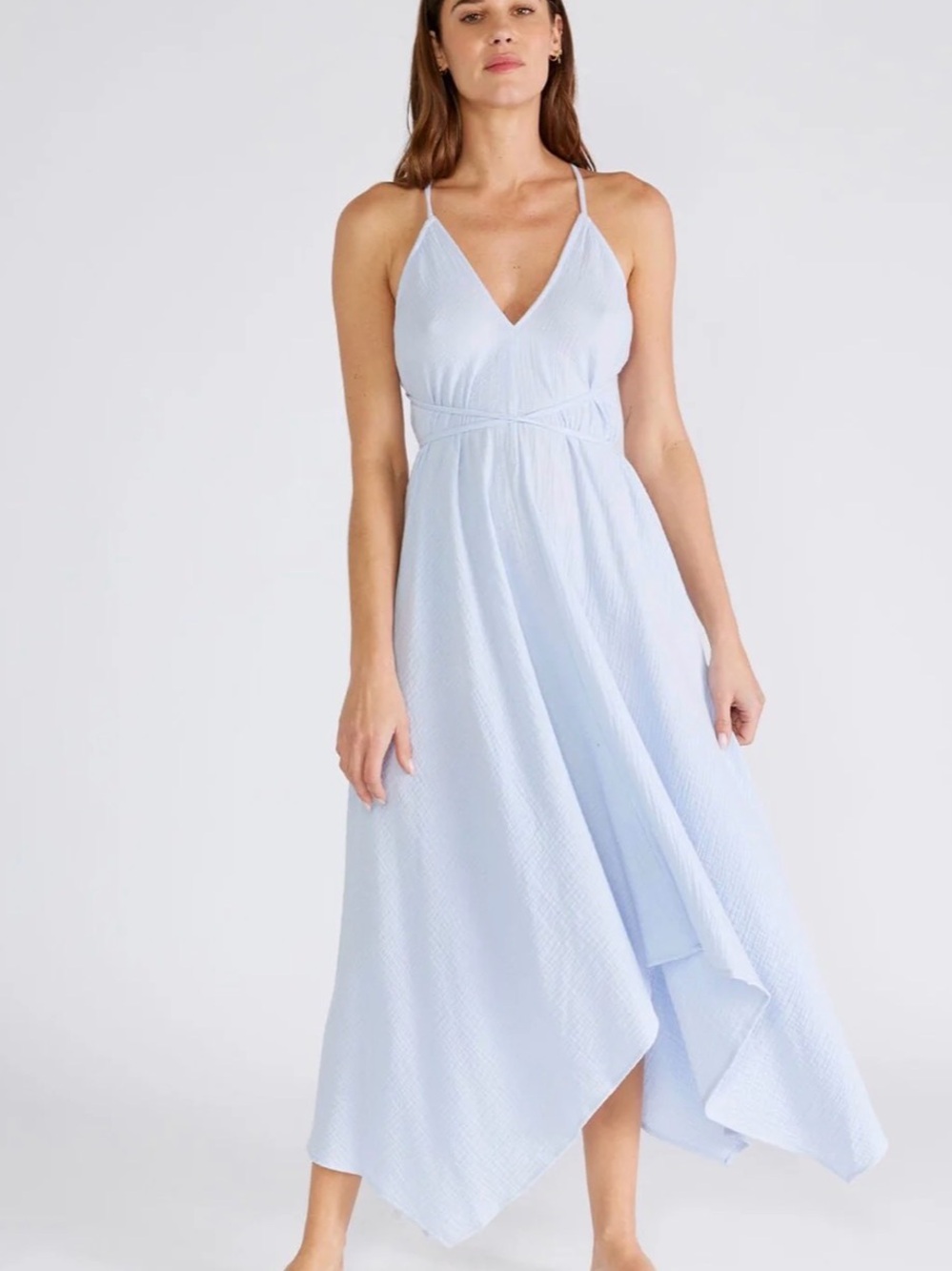 Lovestitch Paradise City Blue V-Neck Halter Maxi Dress, can be wore many ways